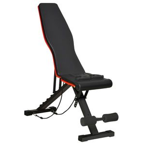 HOMCOM Bancă Reglabilă pentru Exerciții Musculare, Oțel și PU, Negru și Roșu, 130x48x48-109 cm | Aosom Romania imagine