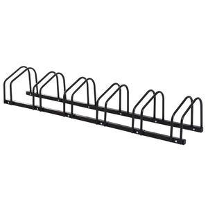 Suport de parcare pentru 6 biciclete din tuburi de otel Q235, Suprafata zincata 179x33x27cm negru HOMCOM | Aosom Romania imagine