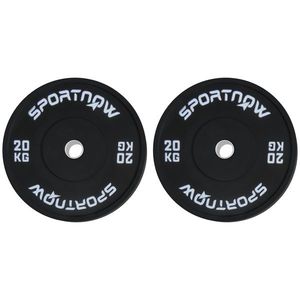 SPORTNOW Set 2 Placi Greutati Olimpice 20 kg Cauciuc pentru Haltere Orificiu 5 cm Acasa Sala | Aosom Romania imagine