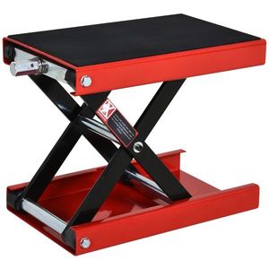 Durhand Suport Ridicare Motociclete Scissor Lift Oțel Platformă Cauciucată Roșu | Aosom Romania imagine