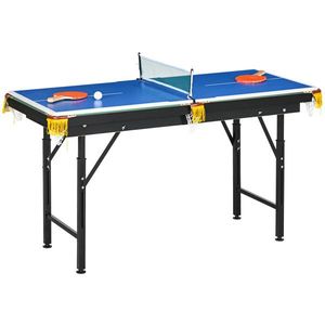 SPORTNOW Masă de Joc Pliabilă 2-în-1, Masă de Tenis și Masă de Biliard cu Accesorii Incluse, 140x63x60-80 cm, Albastru, Verde și Negru imagine