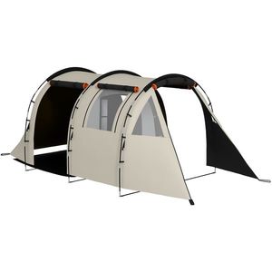 Outsunny Cort de Camping pentru 4-5 Persoane cu Capac Blackout, Cort Tunel Impermeabil cu Geantă de Transport, 460x230x180 cm, Kaki | Aosom Romania imagine