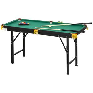 SPORTNOW Masă de Biliard Reglabilă pe Înălțime cu Accesorii, Masă din MDF și Oțel Carom, 140x60x55-75 cm, Verde | Aosom Romania imagine