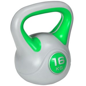 SPORTNOW Kettlebell 16kg din PU cu nisip si baza plata, maner practic 26x18x32 cm, Verde | AOSOM RO imagine