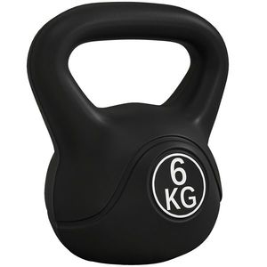 HOMCOM Kettlebell de 6 kg pentru Sport și Fitness cu Bază Plată și Mâner, Greutate din Plastic, 20x13x22 cm, Negru | Aosom Romania imagine