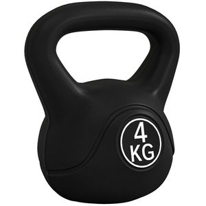 HOMCOM Kettlebell de 4kg pentru Sport și Fitness cu Bază Plată și Mâner, Greutate Kettlebell, 18x12x20 cm, Negru | Aosom Romania imagine