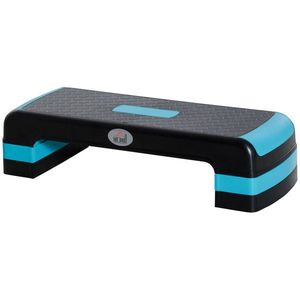 HOMCOM Step Fitness pentru Aerobic, Stepper Reglabil pe 3 Inaltimi 10-15-20cm din Plastic pentru Antrenament Acasa, Negru si Albastru imagine