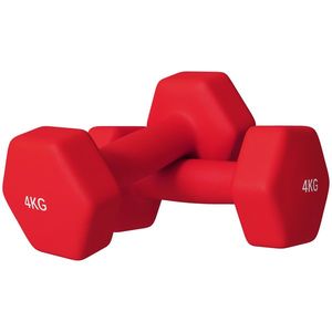 SPORTNOW Set de 2 Greutăți Hexagonale, Gantere cu Prindere Antiderapantă pentru Antrenament de Fitness, 2x4 kg, 19x8x8 cm, Roșu | Aosom Romania imagine