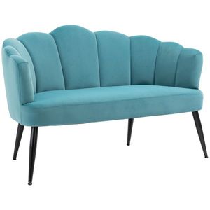 HOMCOM Canapea 132 cm pentru dormitor, mobilier modern din catifea, canapea mica tapitata pentru spatii mici | AOSOM RO imagine