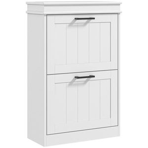 HOMCOM Dulap pentru Pantofi Spațios cu 2 Sertare Rabatabile pentru 10 Perechi de Pantofi, 54x24x82, 5 cm, Alb | Aosom Romania imagine