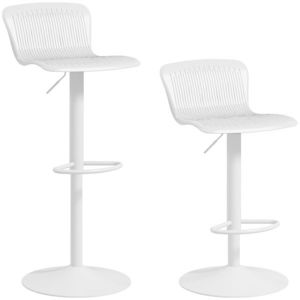 /HOMCOM Set 2 Scaune de Bar cu Spătar Ergonomic, Suport pentru Picioare și Șezut Rotativ, 38, 5x40x76, 5-97, 5 cm, Alb | Aosom Romania imagine