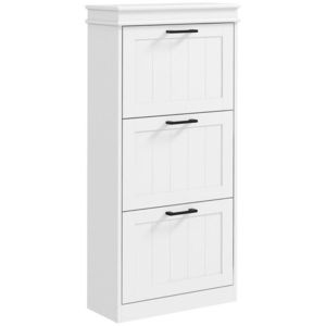 HOMCOM Dulap Spațios pentru Pantofi cu 3 Sertare Rabatabile pentru 15 Perechi de Pantofi, 54x24x117, 5 cm, Alb | Aosom Romania imagine