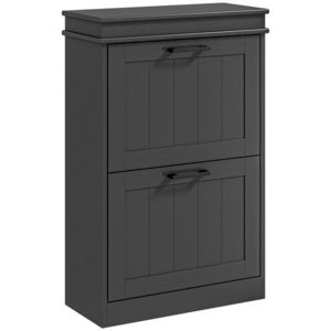 HOMCOM Dulap pentru Pantofi cu 2 Sertare pentru 10 Perechi de Pantofi, Mobilier cu Raft Reglabil, 54x24x82, 5 cm, Negru | Aosom Romania imagine