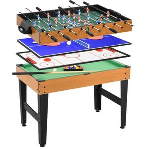 HOMCOM Masă de Joc 4 în 1 cu Fotbal de Masă, Biliard, Ping-Pong și Air Hockey, Vârstă 6+ Ani, 107x61x84, 5 cm, Multicolor | Aosom Romania imagine