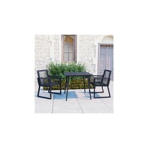 Set mobilier de exterior, 3 piese, negru, ratan pvc imagine