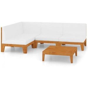 Set mobilier de exterior, cu perne, 5 piese, lemn masiv acacia imagine