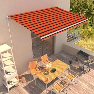 vidaXL Copertină retractabilă manual, portocaliu și maro, 300 cm imagine