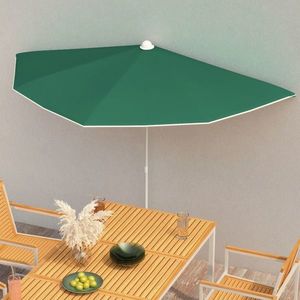 vidaXL Umbrelă de grădină cu stâlp, verde, 180x90 cm, semirotundă imagine