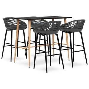 vidaXL Set mobilier de bar, 5 piese, negru și gri imagine