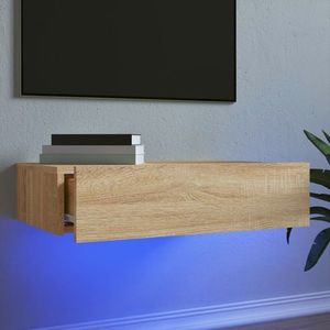 vidaXL Comodă TV cu lumini LED, stejar sonoma, 60x35x15, 5 cm imagine