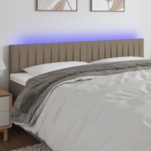 vidaXL Tăblie de pat cu LED, gri taupe, 160x5x78/88 cm, textil imagine