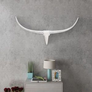 Decorațiune pentru perete tip cap de taur, aluminiu, 96 cm, argintiu imagine