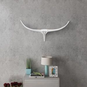 Decorațiune pentru perete tip cap de taur, aluminiu, 72 cm, argintiu imagine