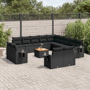 Set mobilier de exterior, 14 piese, poliratan, negru imagine