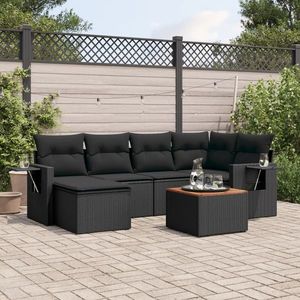 Set mobilier de exterior, 7 piese, negru imagine