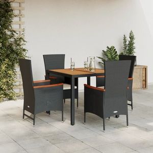 vidaXL Set mobilier de grădină cu perne, 5 piese, negru, poliratan imagine