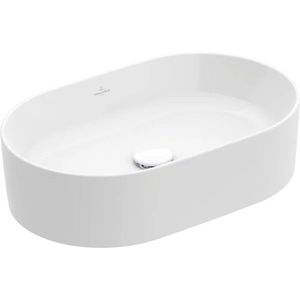 Lavoar tip bol Villeroy & Boch Collaro CeramicPlus 56x36cm oval fara orificiu baterie fara preaplin alb alb Alpin imagine