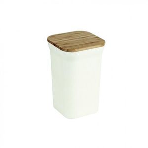 Cutie pentru alimente Bamboo, Jocca, 12 x 12 x 19 cm, bambus, alb/natur imagine