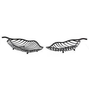 Set 2 platouri decorative Leaf Black, Mauro Ferretti, 61x25x7.5 cm, fier imagine