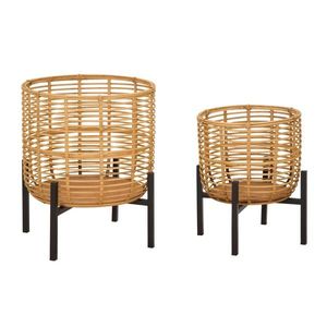 Set 2 suportui pentru ghivece Rattan, Mauro Ferretti, Ø 41x47 cm, ratan/fier, multicolor imagine