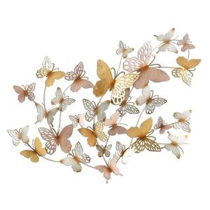 Decoratiune de perete Butterflies Light Pink, Mauro Ferretti, 132x95.5 cm, fier, multicolor imagine