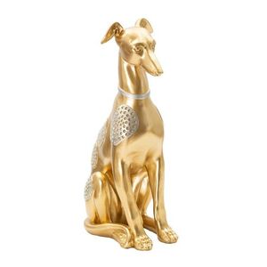 Decoratiune, Mauro Ferretti, Sit Dog, 19.8 x 10 x 29 cm, polirasina, auriu imagine