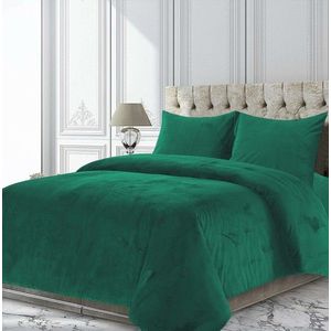 Set de pat King Size, Heinner, 200x220 cm, catifea, verde imagine