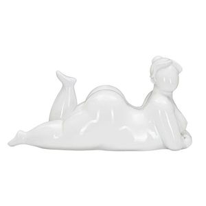 Statueta decorativa, Woman Yoga Relax, Mauro Ferretti, 32 x 16 x 16 cm, polirasina, alb imagine