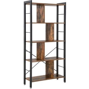 Biblioteca Alinru, Vasagle, 74 x 30 x 154.5 cm, PAL/otel, maro rustic imagine