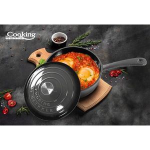 Tigaie adanca cu capac Marble, Cooking by Heinner, 24x8 cm, 2.5L, fonta emailata, gri imagine