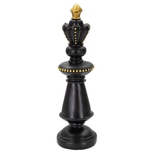 Statueta decorativa / Piesa de sah Rege, Black King, Mauro Ferretti, Ø11 x 32.5 cm, polirasina, negru/auriu imagine