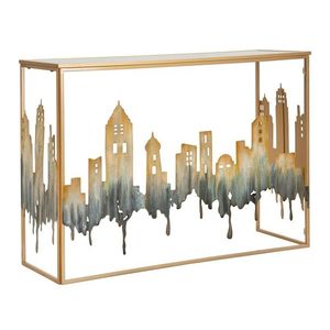 Consola City, Mauro Ferretti, 110 x 38.5 x 81 cm, fier/MDF/sticla, multicolor imagine