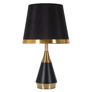 Lampa de masa Blacky, Mauro Ferretti, Ø28 x 50 cm, 1 x E27, 40W, fier/textil, negru/auriu imagine