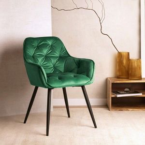 Scaun Cherry, Homla, 63x57x84 cm, metal/catifea din poliester, verde imagine