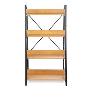 Biblioteca Maravi, Homla, 60x35x116.5 cm, bambus/MDF, natur/negru imagine