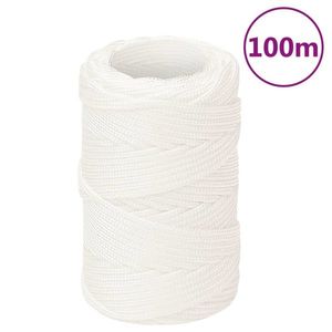 vidaXL Frânghie de barcă, alb complet, 2 mm, 100 m, polipropilenă imagine