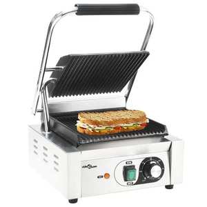 vidaXL Grill Panini cu striații, 31x30, 5x20 cm, inox, 1800 W imagine