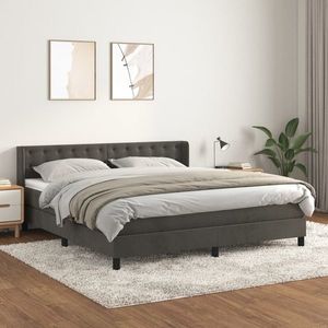 vidaXL Pat box spring cu saltea, gri închis, 180x200 cm, catifea imagine