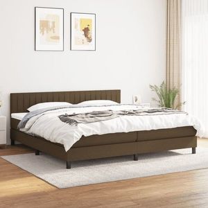 vidaXL Pat box spring cu saltea, maro închis, 200x200 cm, textil imagine