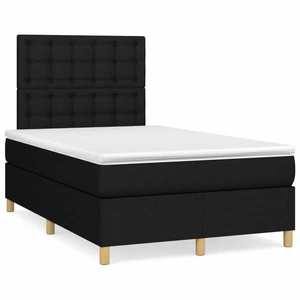 vidaXL Pat box spring cu saltea, negru, 120x190 cm, catifea imagine